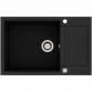 Lavabo Saturn 790 k�kkenvask i komposit m/afl�bsbakke - Sort/krom