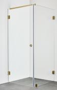 Hafa Infinity bruseniche m/fast v�g - Klar glas - Messing - 90x90 cm