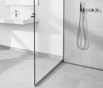 Unidrain Glassline brusevæg 80 cm - Klar glas Unidrain Glassline brusevæg 80 cm - Klar glas