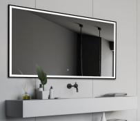 Fie firkantet spejl m/sort ramme, integreret LED lys og touch - 120 cm Fie firkantet spejl m/sort ramme, integreret LED lys og touch - 120 cm