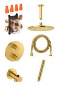 Damixa Silhouet komplet brusesystem til indbygning/loft - B�rstet messing