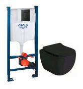 Lavabo Glomp Mat sort rimless toiletpakke inkl. s�de m/soft-close, cisterne og mat sort betjening