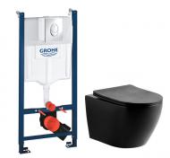 Lavabo Studio RIMless Mat sort toiletpakke inkl. s�de/soft-close, cisterne og krom betjening