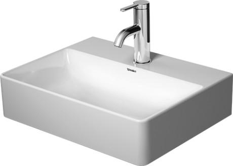 Duravit DuraSquare 45 h&aring;ndvask t/v&aelig;g eller m&oslash;bel - 3 hanehuller - Uden overl&oslash;b