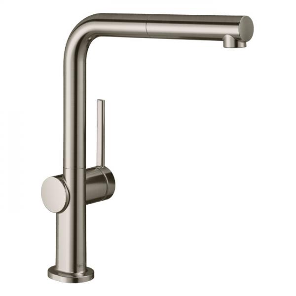 hansgrohe Talis M54 k&oslash;kkenarmatur m/L-tud og udtr&aelig;k - Rustfrit st&aring;l finish