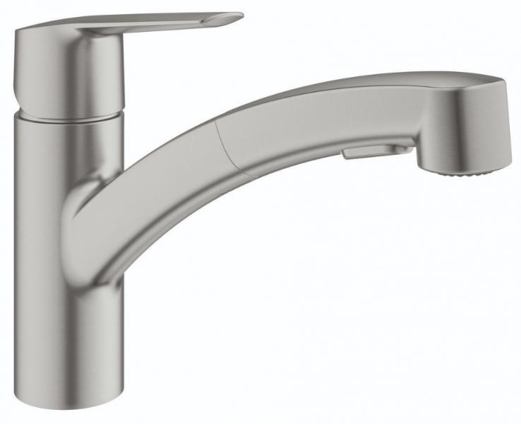 Grohe Start k&oslash;kkenarmatur m/udtr&aelig;ksbruser - Supersteel