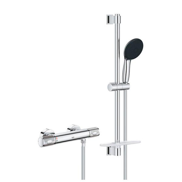Grohe Precision Feel komplet brusesystem m/termostat og h&aring;ndbruser