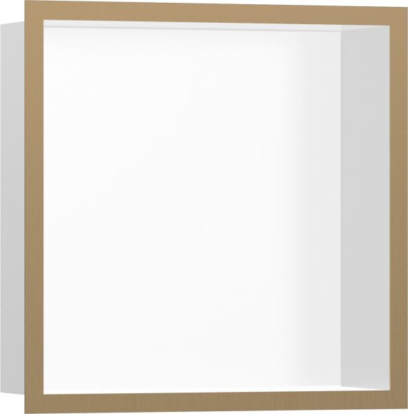 Hansgrohe XtraStoris indbygget hylde med designramme 300x300 - B&oslash;rstet bronze/Mat Hvid