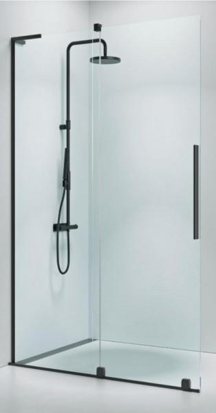 Strømberg Faro 12 walk-in brusevæg m/skydedør 800mm - Klart glas/børstet messing Strømberg Faro 12 walk-in brusevæg m/skydedør 800mm - Klart glas/børstet messing