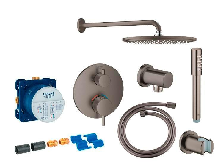 Grohe Atrio Rainshower 310 komplet brusesystem til indbygning - B&oslash;rstet Hard Graphite