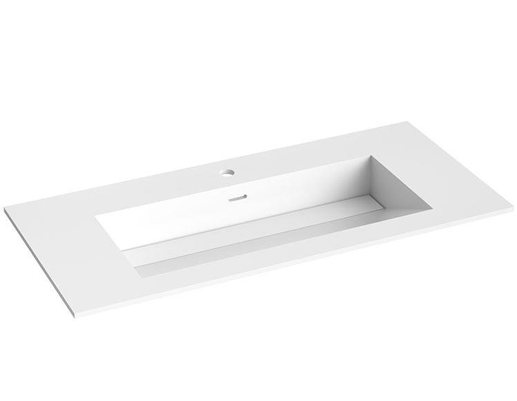 Str&oslash;mberg Corian 100 m&oslash;belvask - 1 hanehul - Mat hvid