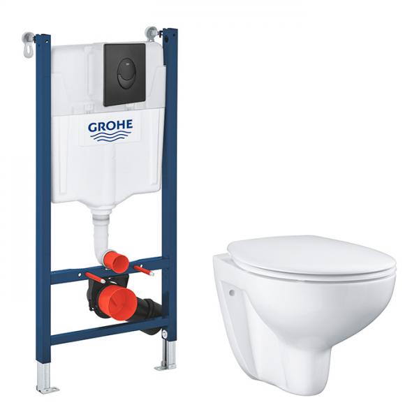 Grohe Bau toiletpakke inkl. sæde, cisterne og mat sort betjening Grohe Bau toiletpakke inkl. sæde, cisterne og mat sort betjening