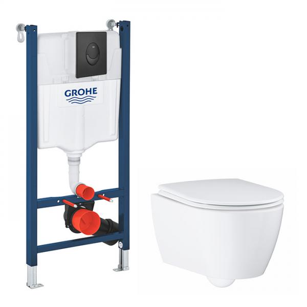 Grohe Essence toiletpakke inkl. s&aelig;de, cisterne og mat sort betjening