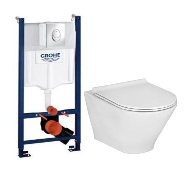 Laufen Roca Gap round RIMless toiletpakke inkl. s&aelig;de m/softclose, cisterne og krom betjening
