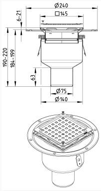 Bl&uuml;cher 75 mm afl&oslash;bssk&aring;l til sm&oslash;remembran, uden studs, lodret