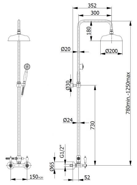Cass&oslash;e Classic 200 komplet brusesystem - Krom