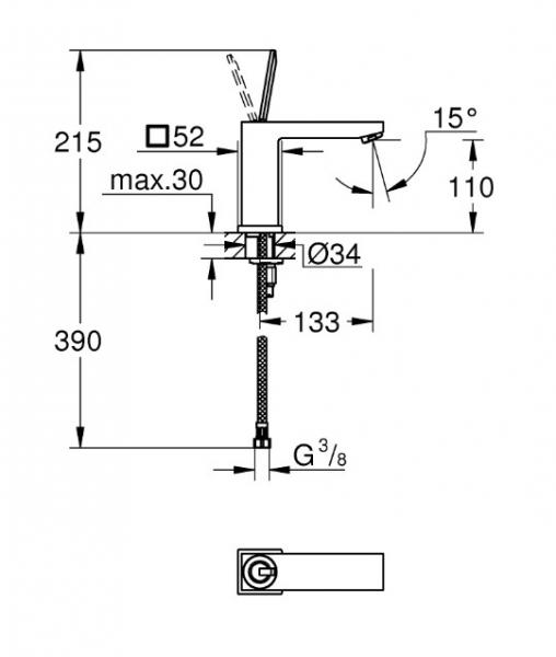 Grohe Eurocube Joy h&aring;ndvaskarmatur - Krom