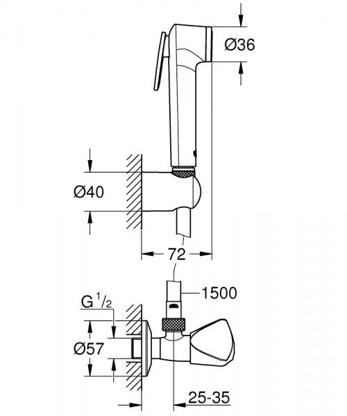 Grohe NTempesta-F Trigger Spray s&aelig;t med ventil