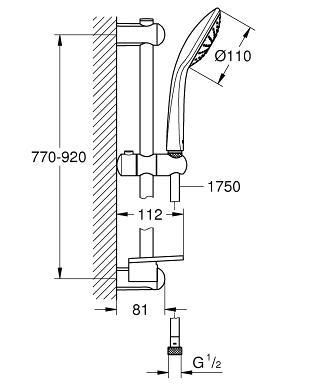 Grohe Euphoria 110 bruses&aelig;t - 1 spray/90 cm