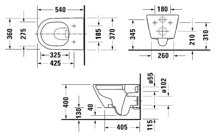 Duravit D-Neo v&aelig;gh&aelig;ngt toilet rimless inkl. s&aelig;de m/SoftClose og QuickRelease