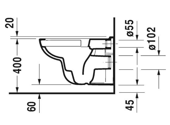 Duravit D-Code v&aelig;gh&aelig;ngt toilet m/RIMless og s&aelig;de m/softclose