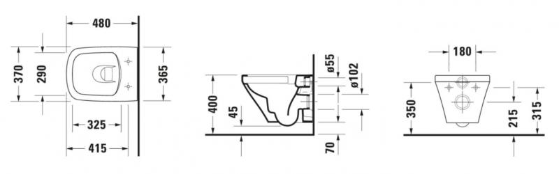 Duravit DuraStyle Compact Rimless v&aelig;gh&aelig;ngt toilet inkl. s&aelig;de