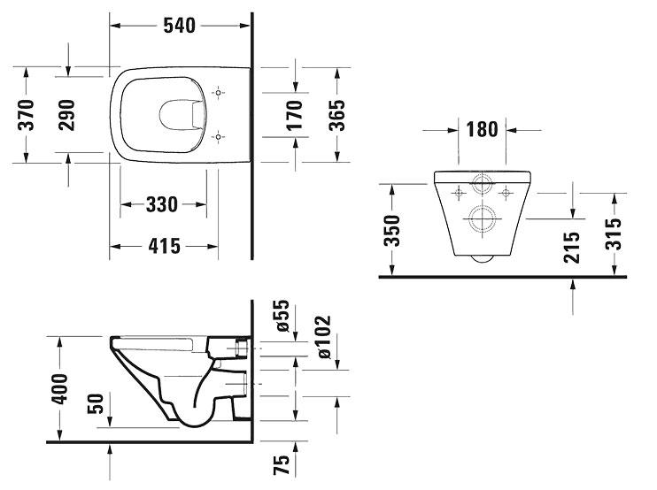 Duravit DuraStyle Rimless væghængt toilet m/wondergliss Duravit DuraStyle Rimless væghængt toilet m/wondergliss