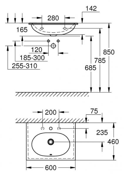 Grohe Essence 60 møbelvask - 1/3 hanehul Grohe Essence 60 møbelvask - 1/3 hanehul