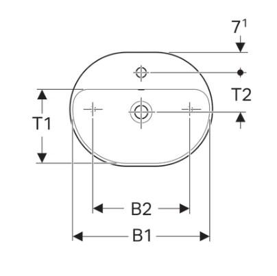 Geberit Variform 60 ellipse fritst&aring;ende bowlevask - 1 hanehul
