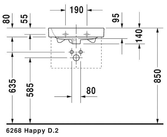 Duravit Happy D.2 50 vask t/v&aelig;g eller m&oslash;bel