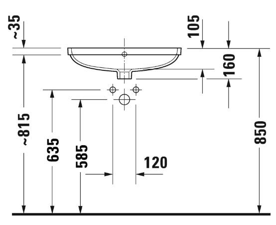 Duravit No.1 58 h&aring;ndvask t/underlimning - Uden hanehul