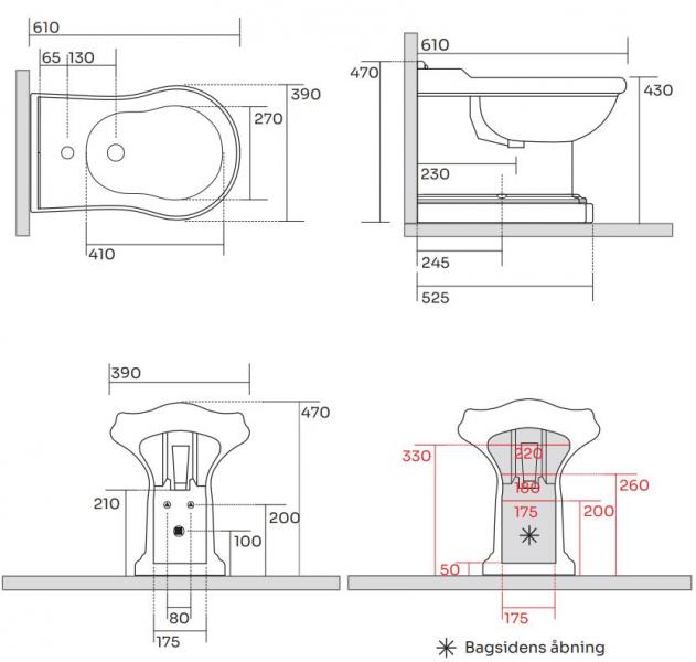 Lavabo Retro gulvst&aring;ende BTW bidet - Hvid