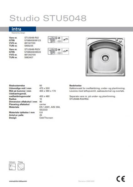 Outlet - IntraStudio STU5048-RO2V - K&oslash;kkenvask Hanehul venstre