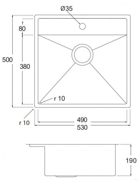 Lavabo Kubus 520 soft k&oslash;kkenvask