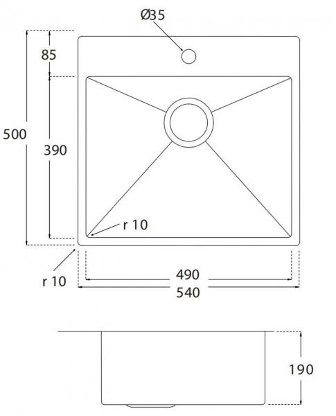 Lavabo Kubus 540 soft køkkenvask Lavabo Kubus 540 soft køkkenvask