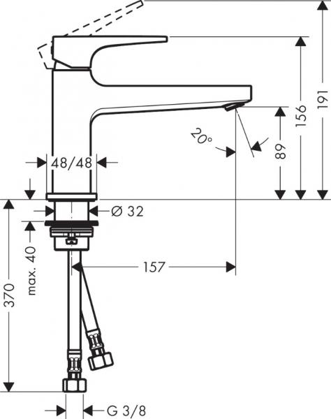 Hansgrohe Metropol 100 h&aring;ndvaskarmatur m/lang tud - Krom