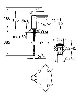 Grohe Lineare New h&aring;ndvaskarmatur m/push open bundventil - Krom