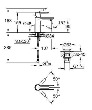 Grohe Lineare New h&aring;ndvaskarmatur m/push open bundventil - B&oslash;rstet hard graphite