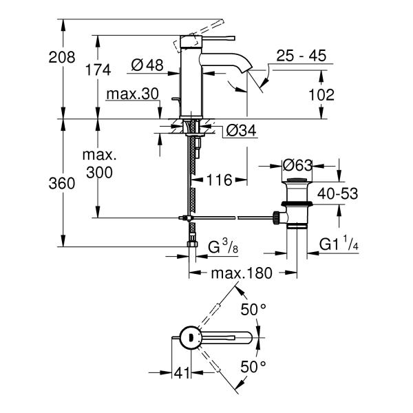 Grohe Essence New håndvaskarmatur u/bundventil - Børstet hard graphite Grohe Essence New håndvaskarmatur u/bundventil - Børstet hard graphite