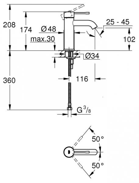 Outlet - Grohe Essence New h&aring;ndvaskarmatur u/bundventil - Poleret warm sunset