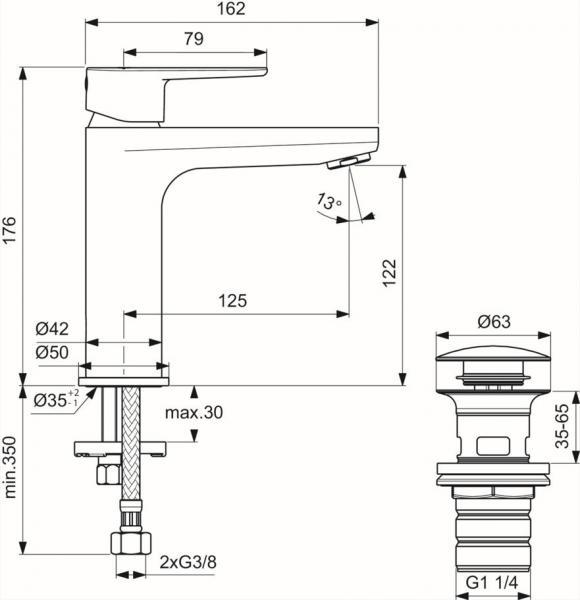 Ideal Standard Alu+ komplet pakke til badev&aelig;relse - Ros&eacute;