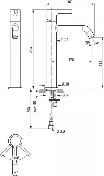 Ideal Standard JOY håndvaskarmatur t/bowlevask u/bundventil - Krom Ideal Standard JOY håndvaskarmatur t/bowlevask u/bundventil - Krom