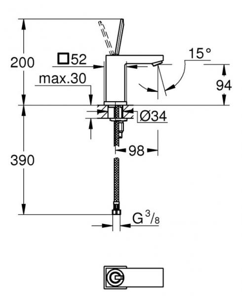 Grohe Eurocube Joy S h&aring;ndvaskarmatur - Krom