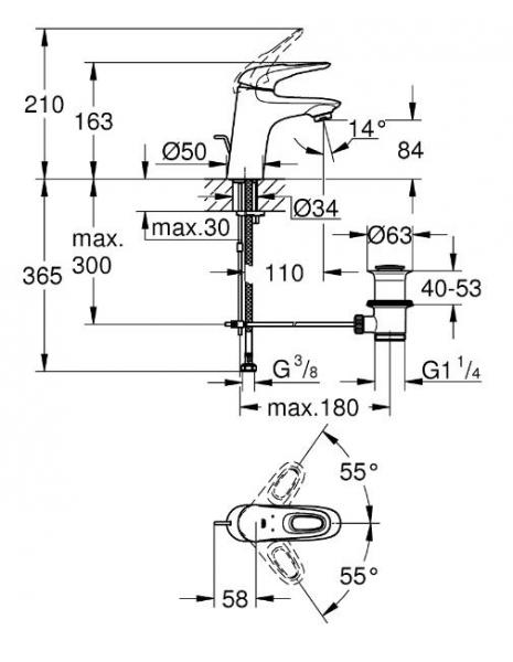 Grohe Eurostyle 2015 håndvaskarmatur m/bundventil Grohe Eurostyle 2015 håndvaskarmatur m/bundventil