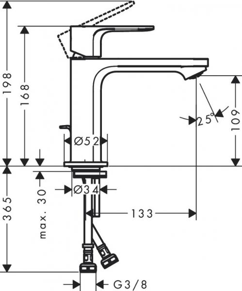hansgrohe Rebris S 110 h&aring;ndvaskarmatur m/bundventil - Krom