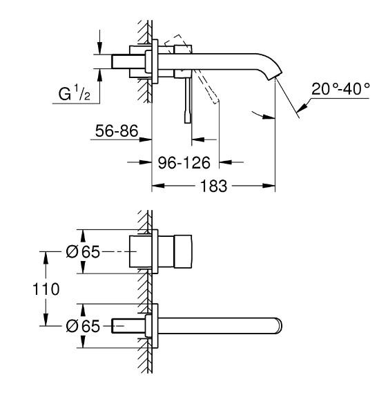 Grohe Essence New komplet armatur til indbygning i væg - Poleret hard graphite Grohe Essence New komplet armatur til indbygning i væg - Poleret hard graphite