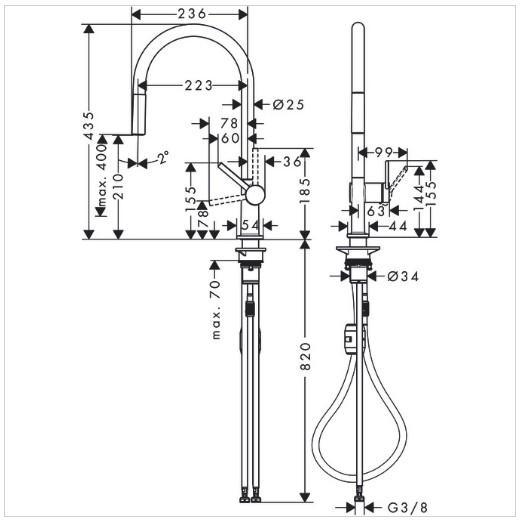 Hansgrohe Talis M54 k&oslash;kkenarmatur m/udtr&aelig;k og Eco - Mat sort