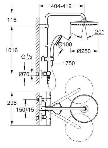 Grohe Vitalio Start System 250 komplet brusesystem - Mat sort Grohe Vitalio Start System 250 komplet brusesystem - Mat sort