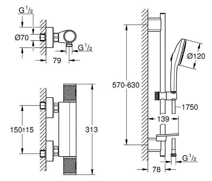 Grohe Precision komplet brusesystem m/Joy+ h&aring;ndbruser - Krom