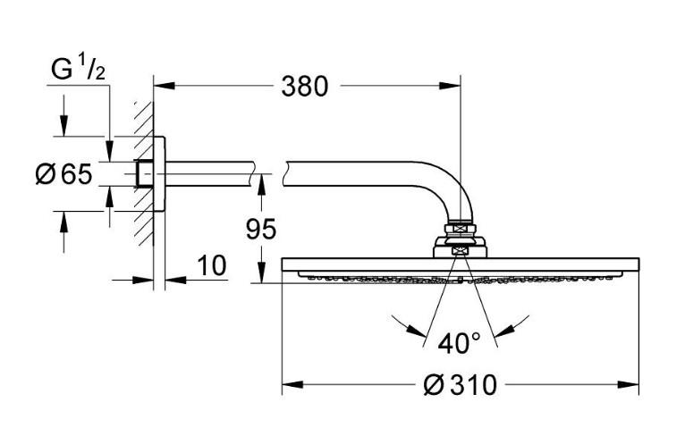 Grohe Rainshower Cosmopolitan 310 hovedbruser - Poleret hard graphite Grohe Rainshower Cosmopolitan 310 hovedbruser - Poleret hard graphite